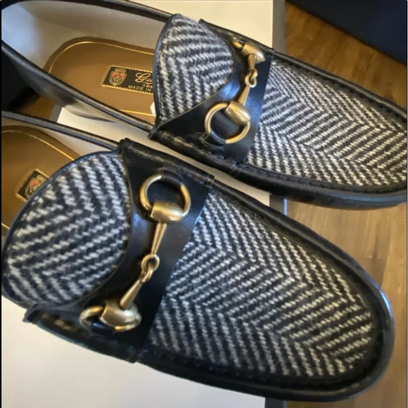 Gucci Leather & Tweed Loafer Formal Casual Slip on - Picture 2 of 7